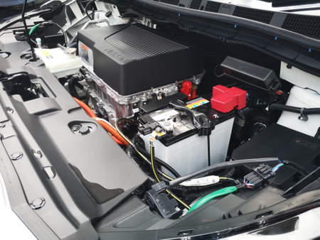 Bukit Tinggi Pahang,Malaysia - 24 Julai, 2019: Nissan Leaf Electric Car at motorshow in Aurel Sanctuary Bentong Pahangのeditorial素材