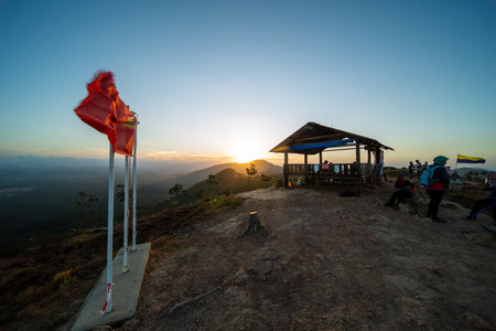 kedah, Malaysia - December 13, 2019: On Friday, Saturday and Sunday, many residents around Bukit Laka, Changlun climb the hill to see the beautiful scenery in the morning and sunrise.のeditorial素材