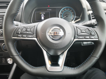 Bukit Tinggi Pahang,Malaysia - 24 Julai, 2019: Nissan Leaf Electric Car at motorshow in Aurel Sanctuary Bentong Pahangのeditorial素材