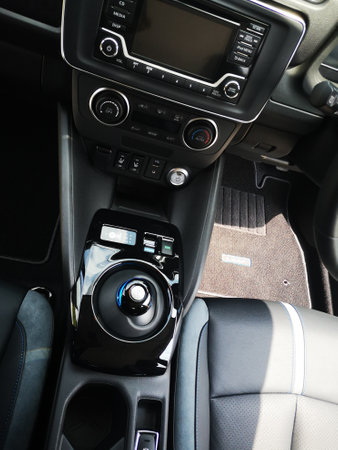 Bukit Tinggi Pahang,Malaysia - 24 Julai, 2019: Nissan Leaf Electric Car at motorshow in Aurel Sanctuary Bentong Pahangのeditorial素材