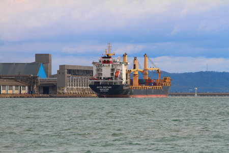 PENANG, MALAYSIA - 19 DECEMBER 2020 - Penang Cargo Port. Penang Port's relationship with containers started back in 1974 when the first container was discharged at Butterworth Wharvesのeditorial素材