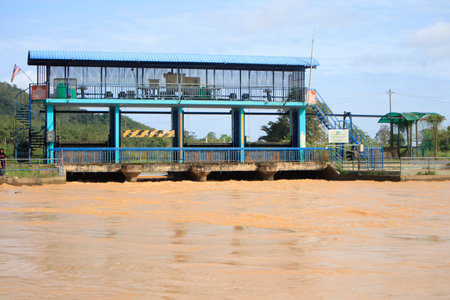 Alor Setar, Kedah Malaysia ; Circa January 2021 :Mini dam system supplying water for the cropsのeditorial素材