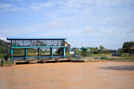 Alor Setar, Kedah Malaysia ; Circa January 2021 :Mini dam system supplying water for the cropsのeditorial素材