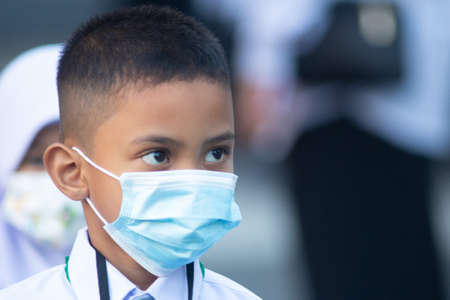 Alor Setar Kedah,Malaysia-March 1,2021:The first day of the school session for preschool students in Alor Setar during the Covid-19 pandemic season is hitting the world.のeditorial素材