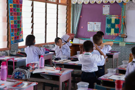 Alor Setar Kedah,Malaysia-March 1,2021:The first day of the school session for preschool students in Alor Setar during the Covid-19 pandemic season is hitting the world.のeditorial素材
