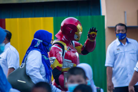 Alor Setar Kedah,Malaysia-March 1,2021:The first day of the school session for preschool students in Alor Setar during the Covid-19 pandemic season is hitting the world.のeditorial素材