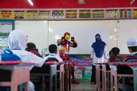 Alor Setar Kedah,Malaysia-March 1,2021:The first day of the school session for preschool students in Alor Setar during the Covid-19 pandemic season is hitting the world.のeditorial素材