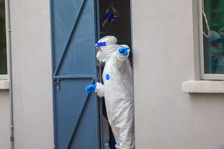 Alor Setar, Kedah, Malaysia - May 20, 2021 : Private clinic make a Swab test in  to local citizen due to Covid-19 positive cases raised up. Selective focus image with noise effectのeditorial素材