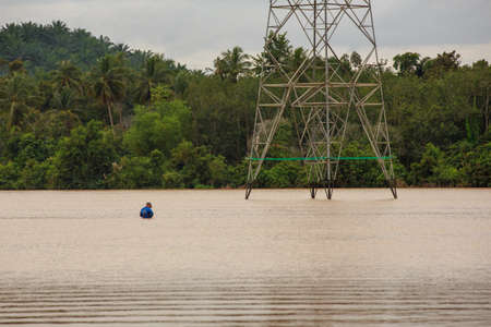 Kedah Malaysia- Circa November 2021:flood conditions that hit around malaysia during the monsoon season. many houses were inundated by floods, the situation worsened when it rained for 4 daysのeditorial素材