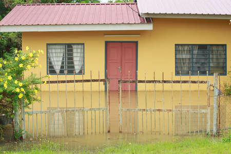 Kedah Malaysia- Circa November 2021:flood conditions that hit around malaysia during the monsoon season. many houses were inundated by floods, the situation worsened when it rained for 4 daysのeditorial素材