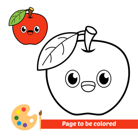 Coloring book for kids, apple vectorのイラスト素材