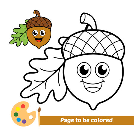 Coloring book for kids, acorn vectorのイラスト素材