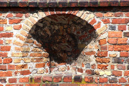 Architecture with brick arch copy spaceの写真素材