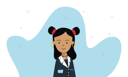 Cute black-haired nurse girl with earrings