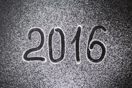 Inscription 2016 to sugar on grey stone backgroundの写真素材