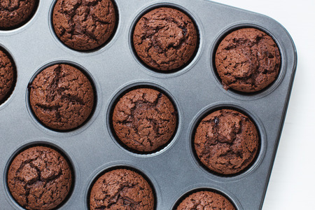 Tasty brownie in formの写真素材