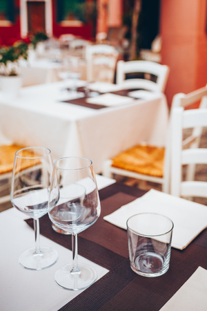 Table setting in restourant.の写真素材