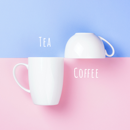 Geometric background with two cups.の写真素材