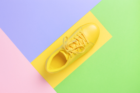 Conceptual geometric image with yellow shoe.の写真素材