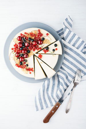 Homemade cheese cake with berries.の写真素材