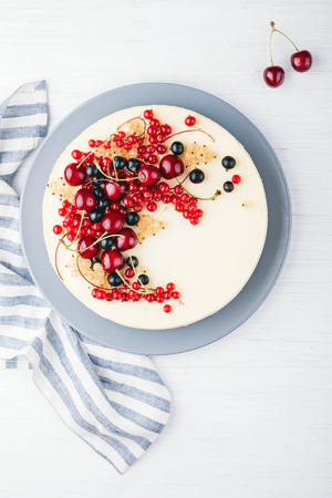 New York cheese cake with berries.の写真素材