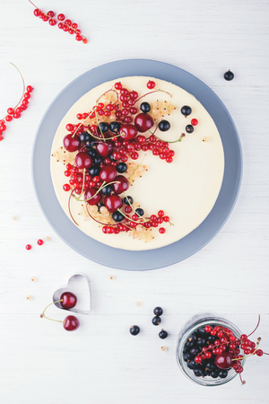 Homemade cheese cake with berries.の写真素材