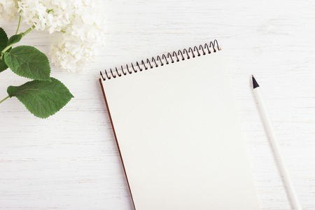 Working place with notebook.の写真素材