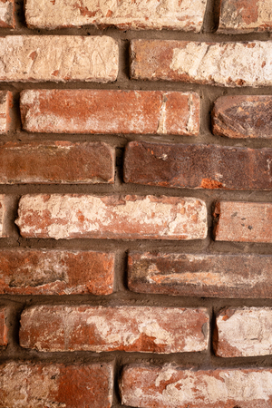 Texture of red old brickwall with shabby structure.の写真素材