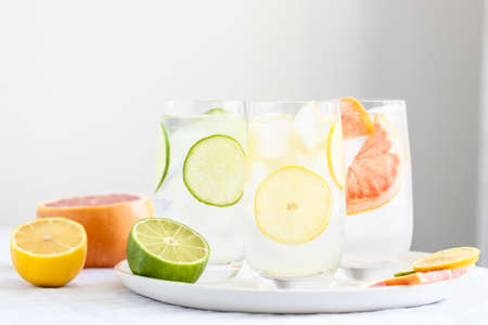 Summer cold beverages with citrus fruits.の写真素材