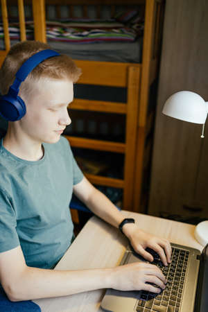 Young student studying online or programming.の写真素材