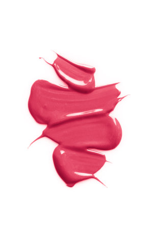 Viva magenta lipstick smears isolated on white background.の写真素材