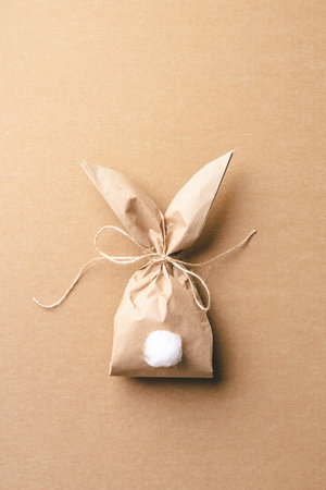 Easter bunny wrapping paper idea. Concept of Easter rabbit.の写真素材