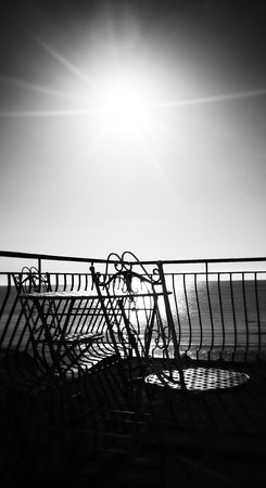 victorian hotel balcony high summerの写真素材