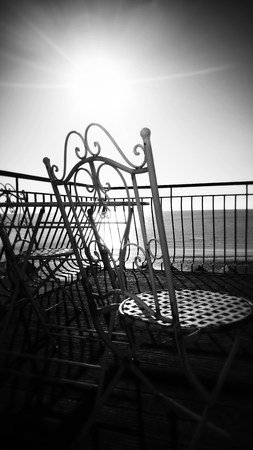 victorian hotel balcony summer morningの写真素材