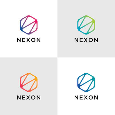 Letter N combined from Hexagonal elementsのイラスト素材