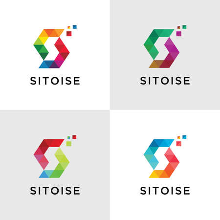 Letter S combined from Polygons elementsのイラスト素材