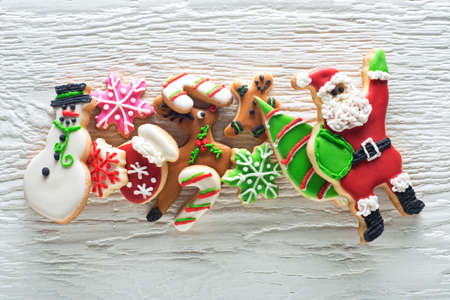 Delicious homemade christmas cookies on a white background.