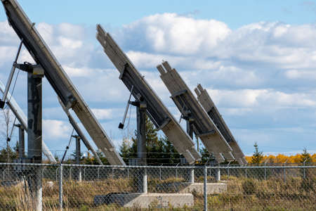 solar panel array on farm northern ontarioの写真素材