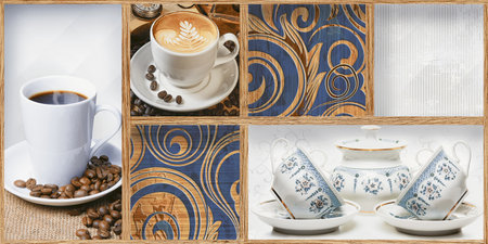 tea and coffee cup design wall tiles and wallpaperの写真素材