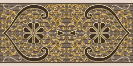 brown and beige color Geometric design shapes illustration image use for wall tiles and wall paperの写真素材