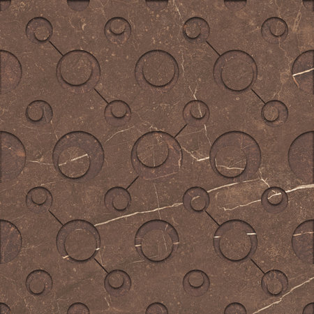 dark brown color round pattern wall tiles and wall paper design imageの写真素材