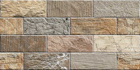 multi color brick design with rustic finish texture for wall tiles and wallpaper designの写真素材