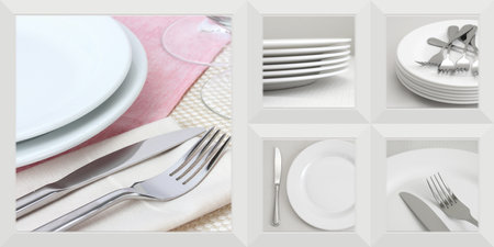 food plate and Fork 3D illustration image for ceramic wall tiles and wallpaper useの写真素材
