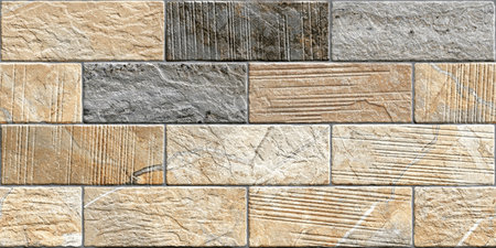 multi color brick design with rustic finish texture for wall tiles and wallpaper designの写真素材