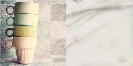 tea cup design for wall tiles and wall paperの写真素材