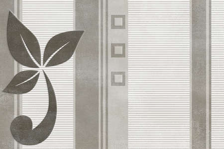 brown color leaf pattern wall tiles and wall paper textureの写真素材