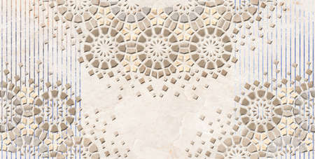 beige base color floral texture pattern wall tiles and wall paper useの写真素材