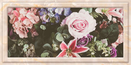 flower design 3D illustration image use for ceramic wall tiles and wall paperの写真素材