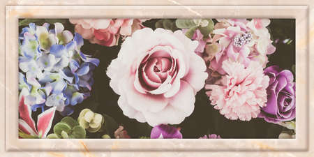 flower design 3D illustration image use for ceramic wall tiles and wall paperの写真素材