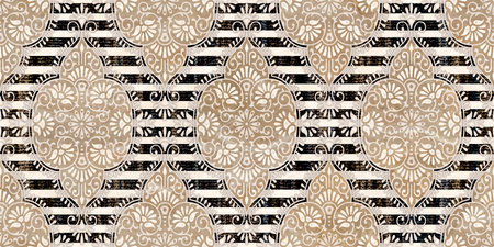 Rhombus shape floral design in beige color wall tiles and wall paper useの写真素材